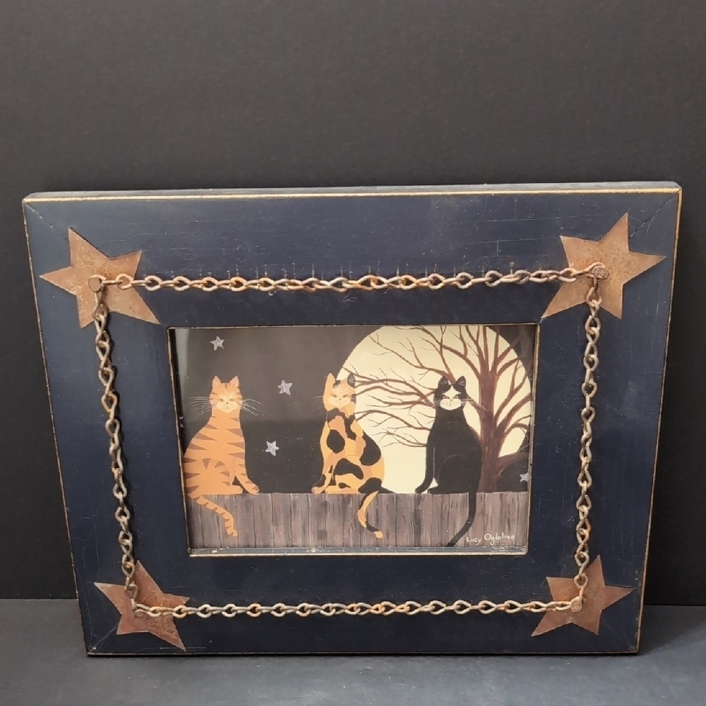 Lucy Ogletree Cats On Fence Limited Edition Signed Framed Print.